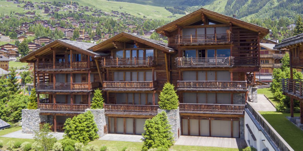 Trois chalets jumelés avec vue sur Verbier, ensoleillés et dans un cadre idyllique